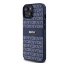 DKNY PU Leather Repeat Pattern Tonal Stripe Apple iPhone 15 hátlap tok, kék