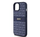 DKNY PU Leather Repeat Pattern Tonal Stripe Apple iPhone 15 hátlap tok, kék