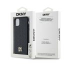 DKNY PU Leather Repeat Pattern Stack Logo Apple iPhone 11 Magsafe kompatibilis hátlap tok, fekete