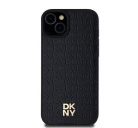 DKNY PU Leather Repeat Pattern Stack Logo Apple iPhone 15 Magsafe kompatibilis hátlap tok, fekete