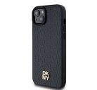 DKNY PU Leather Repeat Pattern Stack Logo Apple iPhone 15 Magsafe kompatibilis hátlap tok, fekete