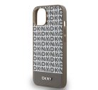 DKNY PU Leather Repeat Pattern Bottom Stripe Apple iPhone 13 Magsafe kompatibilis hátlap tok, barna