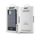 DKNY PU Leather Repeat Pattern Bottom Stripe Apple iPhone 11 Magsafe kompatibilis hátlap tok, fekete