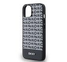 DKNY PU Leather Repeat Pattern Bottom Stripe Apple iPhone 13 Magsafe kompatibilis hátlap tok, fekete