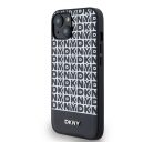 DKNY PU Leather Repeat Pattern Bottom Stripe Apple iPhone 14 Magsafe kompatibilis hátlap tok, fekete