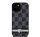 DKNY PU Leather Checkered Pattern and Stripe Apple iPhone 15 hátlap tok, fekete