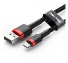 Baseus Cafule USB / Lightning töltő- és adatkábel, 1,5A, 2m, fekete-piros