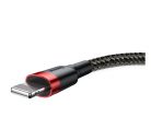 Baseus Cafule USB / Lightning töltő- és adatkábel, 1,5A, 2m, fekete-piros