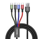 Baseus Fast 4in1 töltő- és adatkábel USB / 2x Type-C / Lightning / MicroUSB 3,5A, 1.2 m, fekete