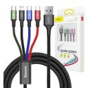 Baseus Fast 4in1 töltő- és adatkábel USB / 2x Type-C / Lightning / MicroUSB 3,5A, 1.2 m, fekete