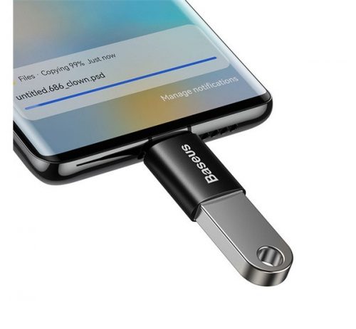 Baseus Ingenuity USB Type-C-USB-A OTG adapter, fekete