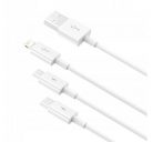 Baseus Superior Series 3in1 töltő- és adatkábel, USB / microUSB / Type-C / Lightning, 3,5 A, 1,2 m, fehér