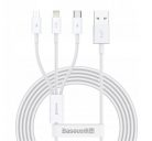 Baseus Superior Series 3in1 töltő- és adatkábel, USB / microUSB / Type-C / Lightning, 3,5 A, 1,2 m, fehér