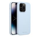 Roar Apple iPhone 14 Pro prémium szilikon tok velúr béléssel, világoskék