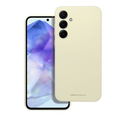 Roar Samsung Galaxy A55 5G prémium szilikon tok velúr béléssel, világossárga