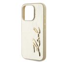 Karl Lagerfeld Wrinkled PU Signature Logo Apple iPhone 15 Pro Max hátlap tok, arany