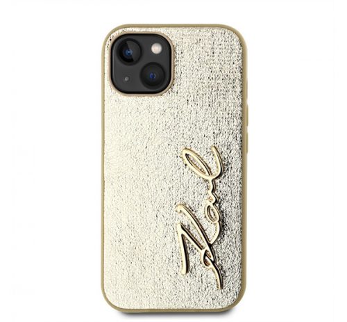 Karl Lagerfeld Wrinkled PU Signature Logo Apple iPhone 14 hátlap tok, arany