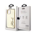 Karl Lagerfeld Wrinkled PU Signature Logo Apple iPhone 14 hátlap tok, arany