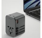 Energea Travelworld GaN65 4in1 1xUSB / 2xType-C utazó gyorsöltő adapter, (PD-PPS-QC 3.0) 65W, szürke (US/UA/EU/UK)