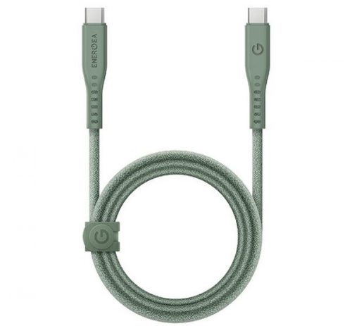 Energea kabel Flow Type-C / Type-C szövet gyorstöltő- és adatkábel, 1.5m, 240W, 5A, zöld