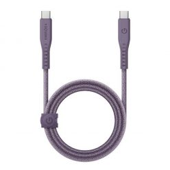   Energea kabel Flow Type-C / Type-C szövet gyorstöltő- és adatkábel, 1.5m, 240W, 5A, lila