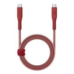   Energea kabel Flow Type-C / Type-C szövet gyorstöltő- és adatkábel, 1.5m, 240W, 5A, piros