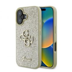   Guess Fixed Glitter Big 4G Apple iPhone 16 Plus hátlap tok, arany 