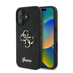   Guess Fixed Glitter Big 4G Apple iPhone 16 Plus hátlap tok, fekete/barna