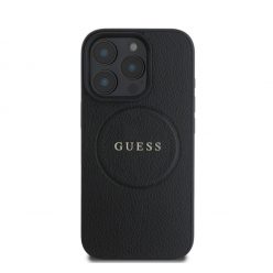   Guess Grained Gold Ring MagSafe Apple iPhone 16 Pro hátlap tok, fekete/barna GUHMP16LPGHSMMK