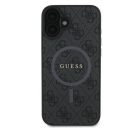 Guess 4G Ring Classic Logo Apple iPhone 16 Plus hátlap tok, fekete/barna GUHMP16MG4GFRK