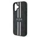 Guess 4G Printed Stripes MagSafe Apple iPhone 16 Plus hátlap tok, fekete/barna GUHMP16MP4RPSK