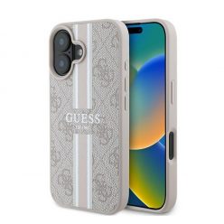   Guess 4G Printed Stripes MagSafe Apple iPhone 16 Plus hátlap tok, rózsaszín GUHMP16MP4RPSP