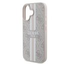 Guess 4G Printed Stripes MagSafe Apple iPhone 16 Plus hátlap tok, rózsaszín GUHMP16MP4RPSP