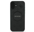 Guess Saffiano Peony Classic Logo Apple iPhone 16 Plus hátlap tok, fekete/barna GUHMP16MPSAPSMEK