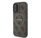 Guess 4G Ring Classic Logo Apple iPhone 16 hátlap tok, barna GUHMP16SG4GFRW