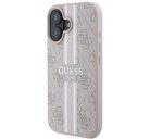 Guess 4G Printed Stripes MagSafe Apple iPhone 16 hátlap tok, rózsaszín GUHMP16SP4RPSP