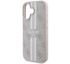 Guess 4G Printed Stripes MagSafe Apple iPhone 16 hátlap tok, rózsaszín GUHMP16SP4RPSP