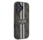 Guess 4G Printed Stripes MagSafe Apple iPhone 16 hátlap tok, barna GUHMP16SP4RPSW