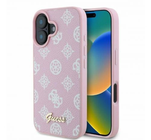 Guess Peony Script Apple iPhone 16 MagSafe kompatibilis hátlap tol, rózsaszín GUHMP16SPGPYSP