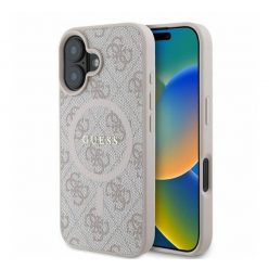   Guess 4G Ring Classic Logo Apple iPhone 16 Pro Max hátlap tok, fekete/barna GUHMP16XG4GFRK