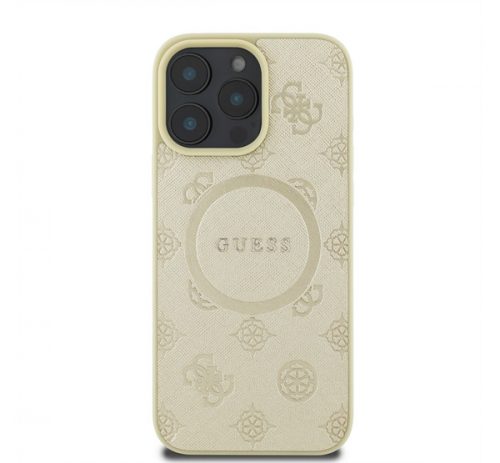 Guess Saffiano Peony Classic Logo Apple iPhone 16 Pro Max hátlap tok, arany GUHMP16XPSAPSMED