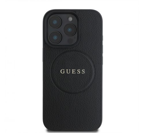 Guess PU Grained Classic Logo Apple iPhone 16 Pro Max MagSafe kompatibilis hátlap tok, fekete