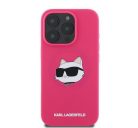 Karl Lagerfeld  Silicone Choupette Head Print Apple iPhone 16 Pro Magsafe kompatibilis hátlap tok, hátlap tok, rózsaszín