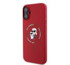 Karl Lagerfeld Silicone KC Heads Ring Apple iPhone 16 Plus hátlap tok, piros KLHMP16MSCMKCRHR