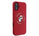 Karl Lagerfeld Silicone KC Heads Ring Apple iPhone 16 hátlap tok, piros KLHMP16SSCMKCRHR