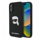 Karl Lagerfeld Silicone KL Head Print Apple iPhone 16 hátlap tok, fekete KLHMP16SSKHPPLK