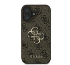 Guess PU 4G Metal Logo Apple iPhone 16 hátlap tok, barna