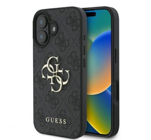 Guess PU 4G Metal Logo Apple iPhone 16 hátlap tok, szürke