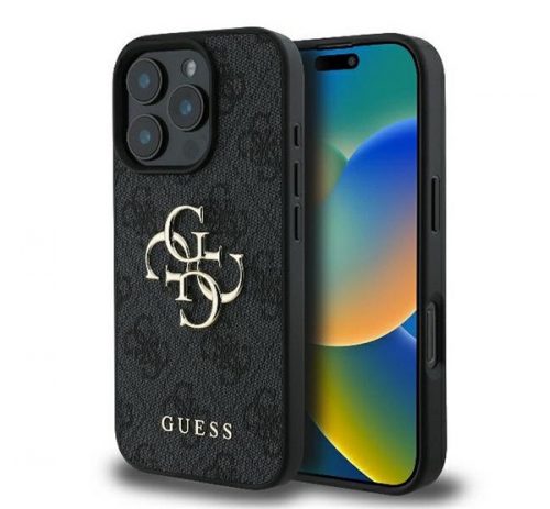 Guess PU 4G Metal Logo Apple iPhone 16 Pro Max hátlap tok, szürke