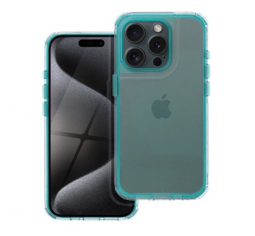 Matrix Apple iPhone 15 Pro hátlap tok kameravédő peremmel, zöld/menta